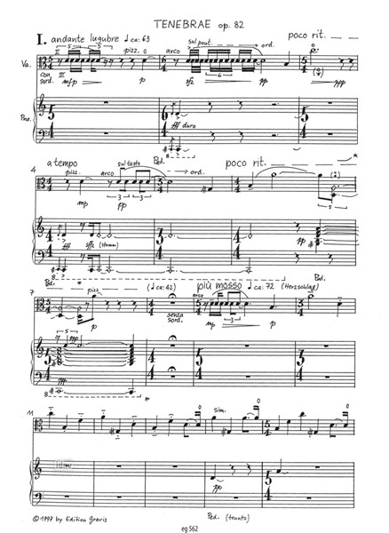 Tenebrae für Viola und Klavier op. 82 (1997) Tenebrae für Viola und Klavier op. 82 (1997)