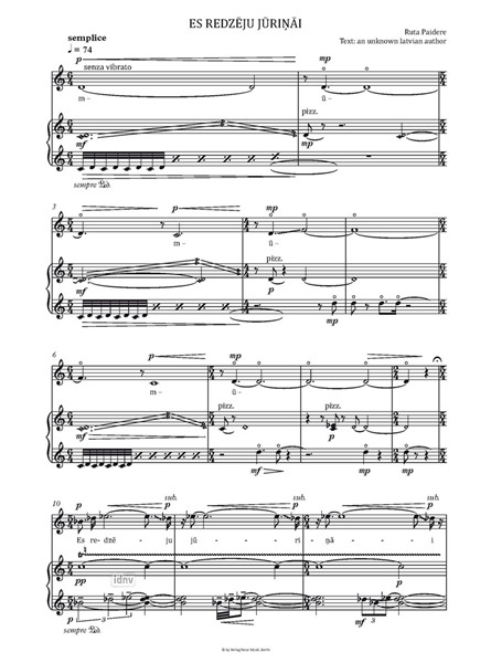 Es redzeju jurinai für Sopran und Klavier (2012) Es redzeju jurinai für Sopran und Klavier (2012)