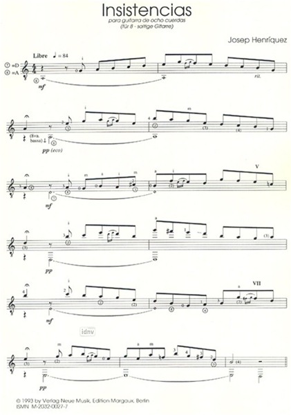 Insistencias para Guitarra de ocho Cuerdas (für 8-saitige Gitarre) Insistencias para Guitarra de ocho Cuerdas (für 8-saitige Gitarre)