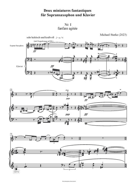 Deux miniatures fantastiques für Sopransaxophon und Klavier (2023)