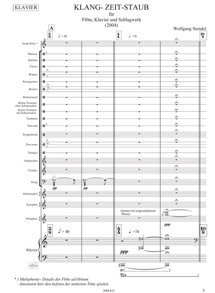 Klang-Zeit-Staub für Flöte, Klavier und Schlagwerk Klang-Zeit-Staub für Flöte, Klavier und Schlagwerk