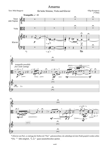 Amarna für hohe Stimme, Viola und Klavier (2014)