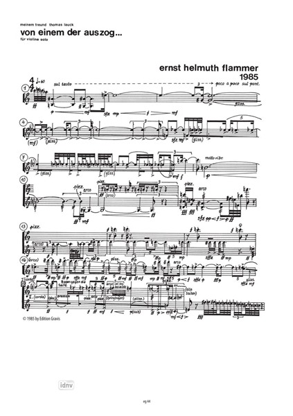 Von einem der auszog … für Violine solo (1985) Von einem der auszog … für Violine solo (1985)