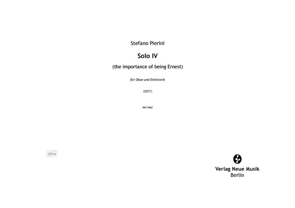 Solo IV für Oboe und Elektronik (2017) Solo IV für Oboe und Elektronik (2017)