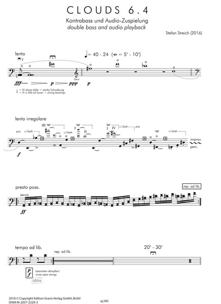 Clouds 6.4 für Kontrabass und Audio-Zuspielung (2016) Clouds 6.4 für Kontrabass und Audio-Zuspielung (2016)