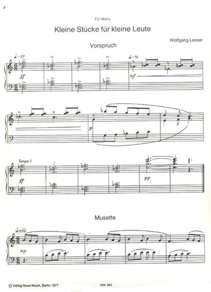 Kleine Stücke für kleine Leute für Klavier Kleine Stücke für kleine Leute für Klavier