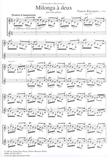 Milonga à deux op. 156 für 2 Gitarren Milonga à deux op. 156 für 2 Gitarren