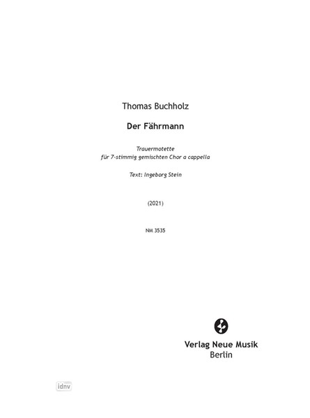 Der Fährmann für 7-stimmig gemischten Chor a cappella (2021)
