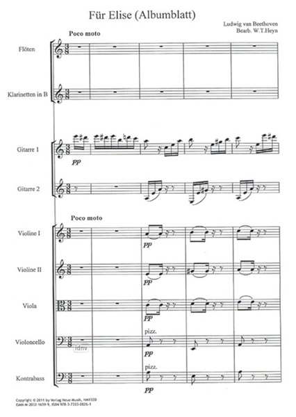 Für Elise (2 Gitarren) für 2 Gitarren und kleines Orchester Für Elise (2 Gitarren) für 2 Gitarren und kleines Orchester