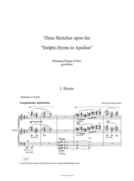 Three Sketches upon the "Delphi Hymn to Apollon" für Klavier Three Sketches upon the "Delphi Hymn to Apollon" für Klavier