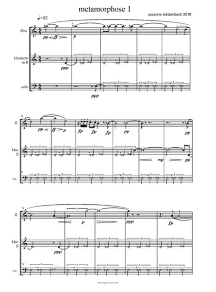 metamorphose 1 für Flöte, Klarinette in B und Violoncello (2016) metamorphose 1 für Flöte, Klarinette in B und Violoncello (2016)