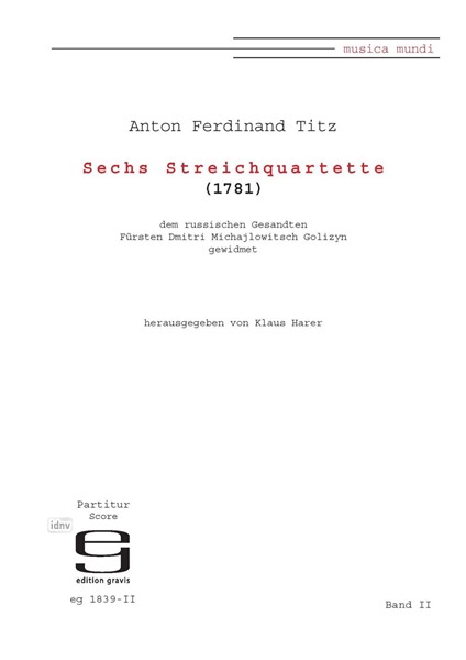 6 Streichquartette für Streichquartett (1781)