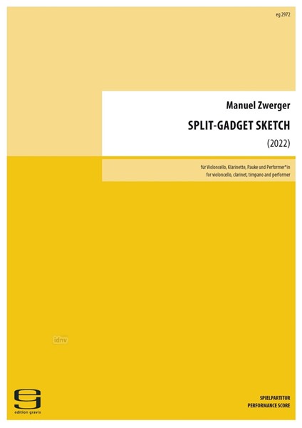 SPLIT-GADGET SKETCH für Violoncello, Klarinette, Pauke und Performer*in (2022)