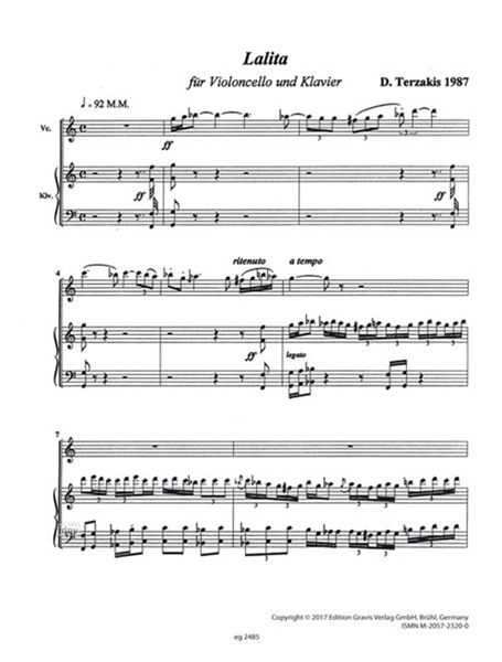 Lalita für Violoncello und Klavier (1987/88) Lalita für Violoncello und Klavier (1987/88)