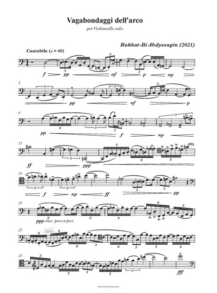 Vagabondaggi dell’arco für Violoncello solo (2021) Vagabondaggi dell’arco für Violoncello solo (2021)