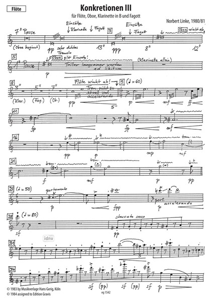 Konkretionen III für Flöte, Oboe, Klarinette und Fagott (1980/81) Konkretionen III für Flöte, Oboe, Klarinette und Fagott (1980/81)