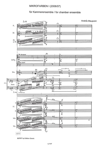 Mikrofarben I für Kammerensemble (2006/07) Mikrofarben I für Kammerensemble (2006/07)