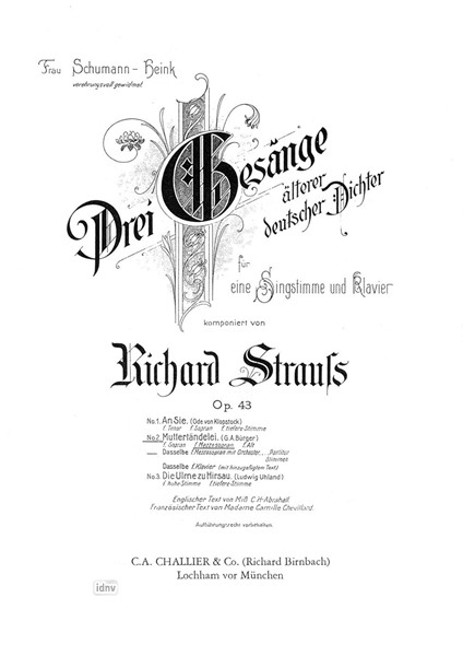 Muttertändelei (Mezzosopran) für Mezzosopran und Klavier Muttertändelei (Mezzosopran) für Mezzosopran und Klavier