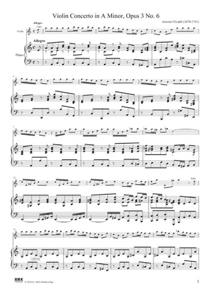 Violinkonzert A-Moll, op. 3 Nr. 6 Violinkonzert A-Moll, op. 3 Nr. 6