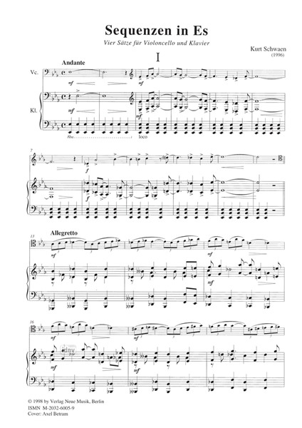 Sequenzen in Es für Violoncello und Klavier Sequenzen in Es für Violoncello und Klavier