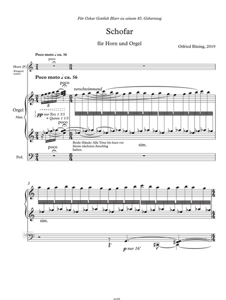 Schofar für Horn und Orgel (2019) Schofar für Horn und Orgel (2019)