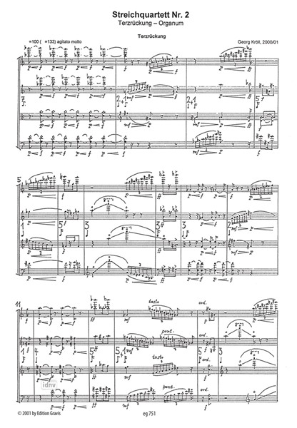Streichquartett Nr. 2 für Streichquartett (2000/01) Streichquartett Nr. 2 für Streichquartett (2000/01)