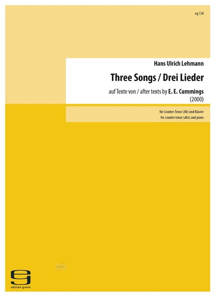 Three Songs/Drei Lieder für Counter-Tenor (Alt) und Klavier (2000)