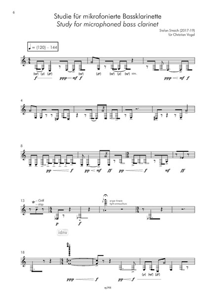 Studie für mikrofonierte Bassklarinette für Bassklarinette und Elektronik (2017-2019) Studie für mikrofonierte Bassklarinette für Bassklarinette und Elektronik (2017-2019)