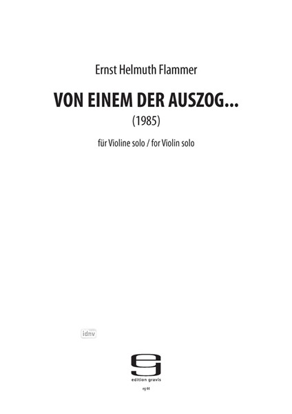 Von einem der auszog … für Violine solo (1985) Von einem der auszog … für Violine solo (1985)