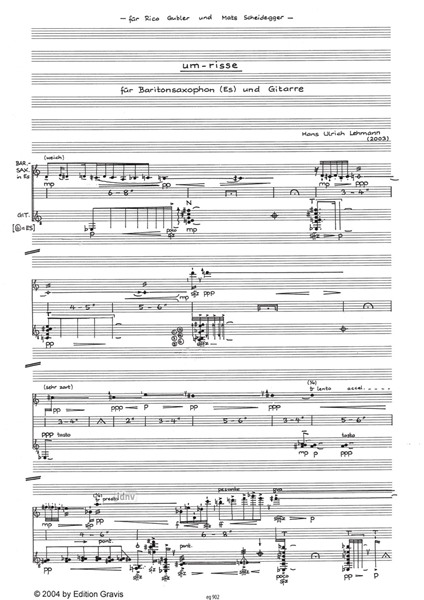 >um-risse< für Bariton-Saxophon und Gitarre (2003)