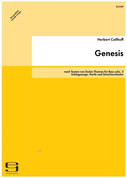 Genesis für Bass solo, 3 Schlagzeuge, Harfe und Streichorchester (1990-92)