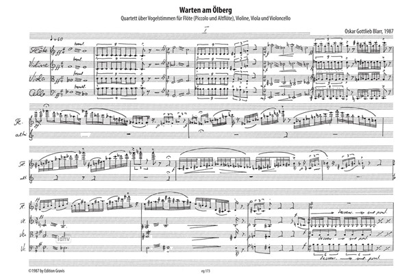 Warten am Ölberg für Flöte, Violine, Viola und Violoncello (1987) Warten am Ölberg für Flöte, Violine, Viola und Violoncello (1987)