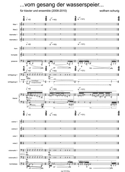 ... vom Gesang der Wasserspeier ... für Klavier und Ensemble (2008-2010)