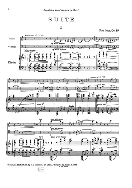 Suite Op. 89 für Violine, Violoncello und Klavier Suite Op. 89 für Violine, Violoncello und Klavier