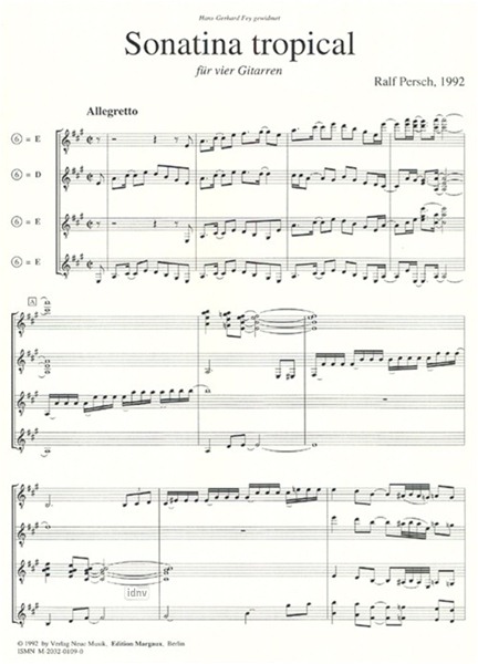 Sonatina Tropical für vier Gitarren Sonatina Tropical für vier Gitarren