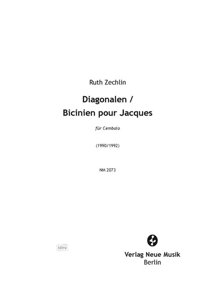Diagonalen / Bicinien pour Jacques für Cembalo solo (1990)