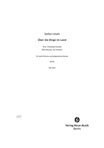 Über die Dinge im Land für tiefe Stimme und präpariertes Klavier (2018)