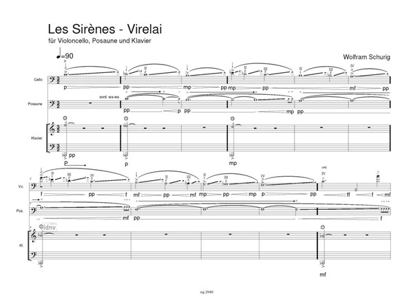 Les Sirènes - Virelai für Violoncello, Posaune und Klavier (2022) Les Sirènes - Virelai für Violoncello, Posaune und Klavier (2022)