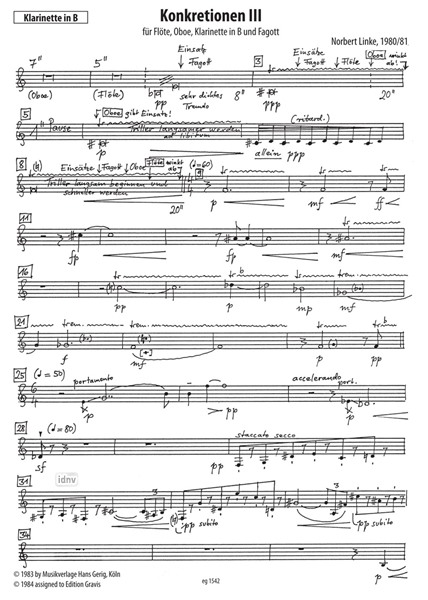 Konkretionen III für Flöte, Oboe, Klarinette und Fagott (1980/81) Konkretionen III für Flöte, Oboe, Klarinette und Fagott (1980/81)