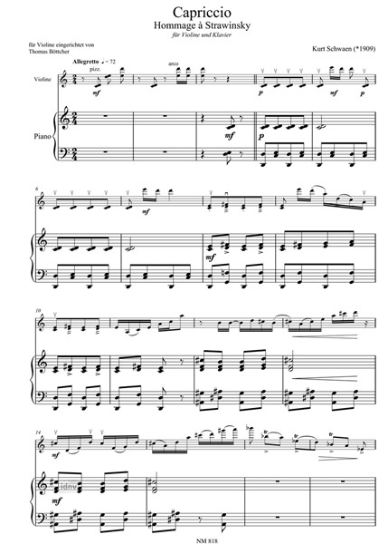 Capriccio für Violine und Klavier Capriccio für Violine und Klavier