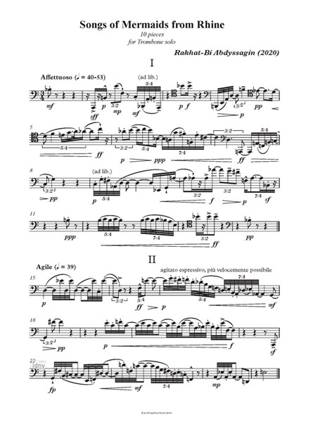 Songs of Mermaids from Rhine für Posaune solo (2020) Songs of Mermaids from Rhine für Posaune solo (2020)