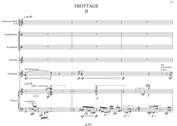 Frottage I–III für Saxophon, Schlagzeug und Klavier (2003-2005) Frottage I–III für Saxophon, Schlagzeug und Klavier (2003-2005)