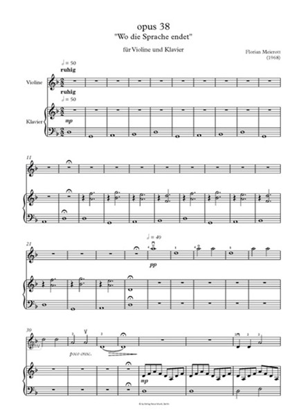 opus 38 - "Wo die Sprache endet" (Vl) für Violine und Klavier (2018) opus 38 - "Wo die Sprache endet" (Vl) für Violine und Klavier (2018)