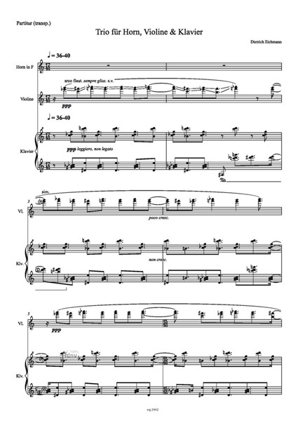 Trio für Horn, Violine und Klavier (1988/89) Trio für Horn, Violine und Klavier (1988/89)