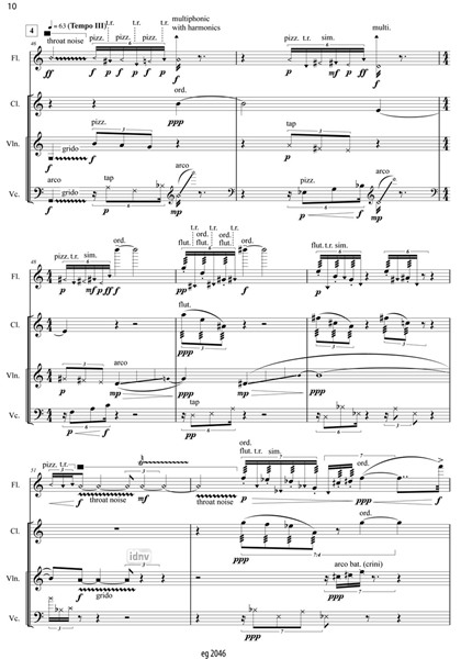 Mumbling Flute, Reinforced für Flöte solo mit Klarinette, Violine und Violoncello (2013) Mumbling Flute, Reinforced für Flöte solo mit Klarinette, Violine und Violoncello (2013)