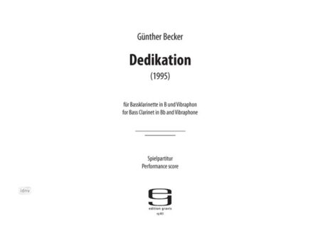 Dedikation für Bassklarinette und Vibraphon (1995)