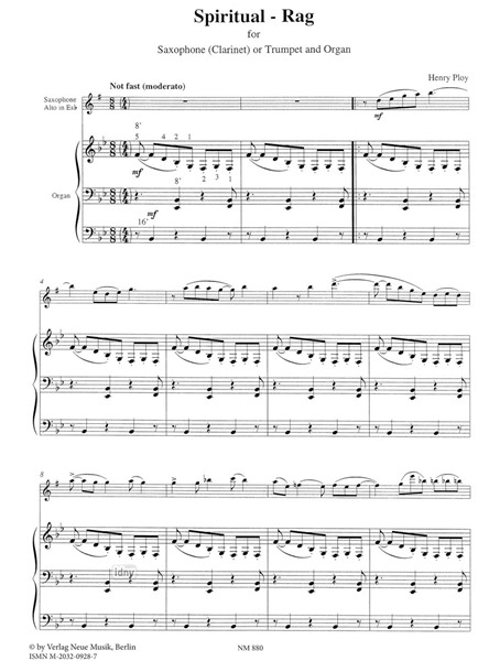 Spiritual-Rag für Alt-Saxophon und Orgel Spiritual-Rag für Alt-Saxophon und Orgel