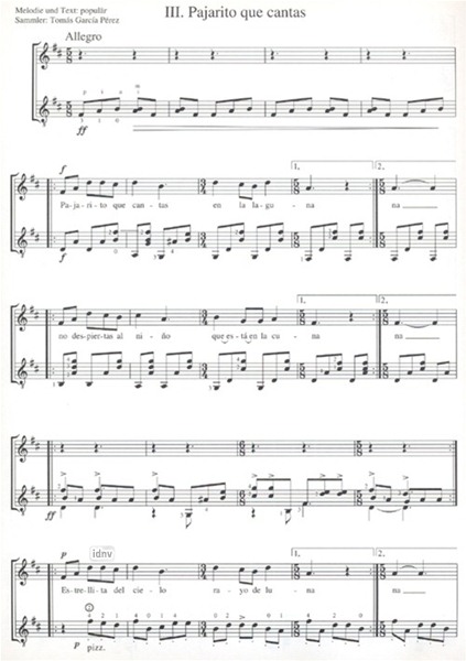 Cinco Canciones Populares Ecuatorianas für Mezzosopran und Gitarre Cinco Canciones Populares Ecuatorianas für Mezzosopran und Gitarre