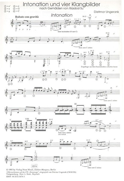 Intonation und vier Klangbilder für Gitarre solo Intonation und vier Klangbilder für Gitarre solo