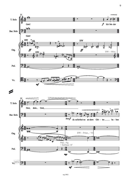 Das 1. Gebot für Tenor, Bariton, Violoncello und Orgel (2013) Das 1. Gebot für Tenor, Bariton, Violoncello und Orgel (2013)